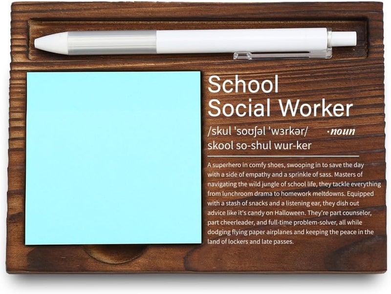 VYNWPDFLI School Social Worker Gift – Thoughtful Desk Accessory, Inspirational Educator Appreciation Decor, Wooden Sticky Note Holder,LQQ72 - Image 1